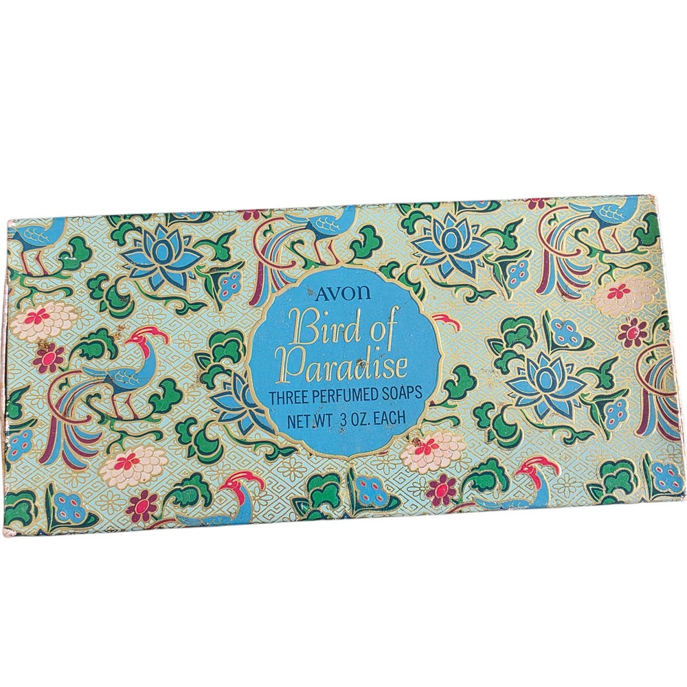 Vintage Avon Bird of Paradise Perfumed Soaps Set of 3 Original Box 3oz Bars